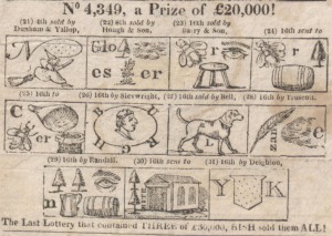Detail of hieroglyphical Lottery bill