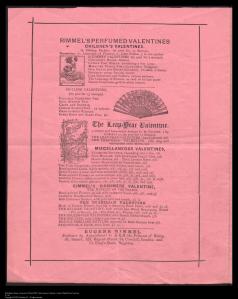 Valentine advertisement from Drury Lane Theatre programme, 1879